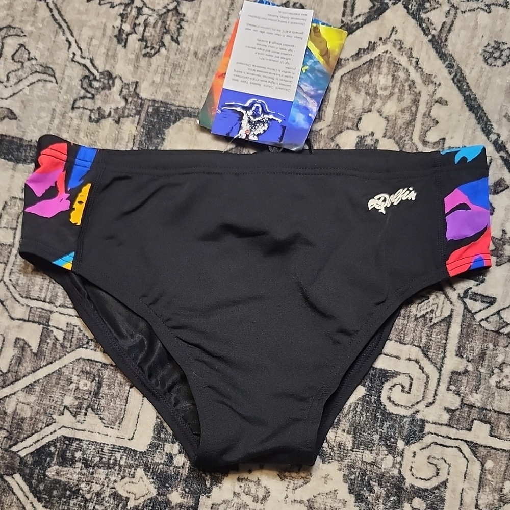 Men's Black Swim Bikini with Multicolor Accents Chloroban Speedo